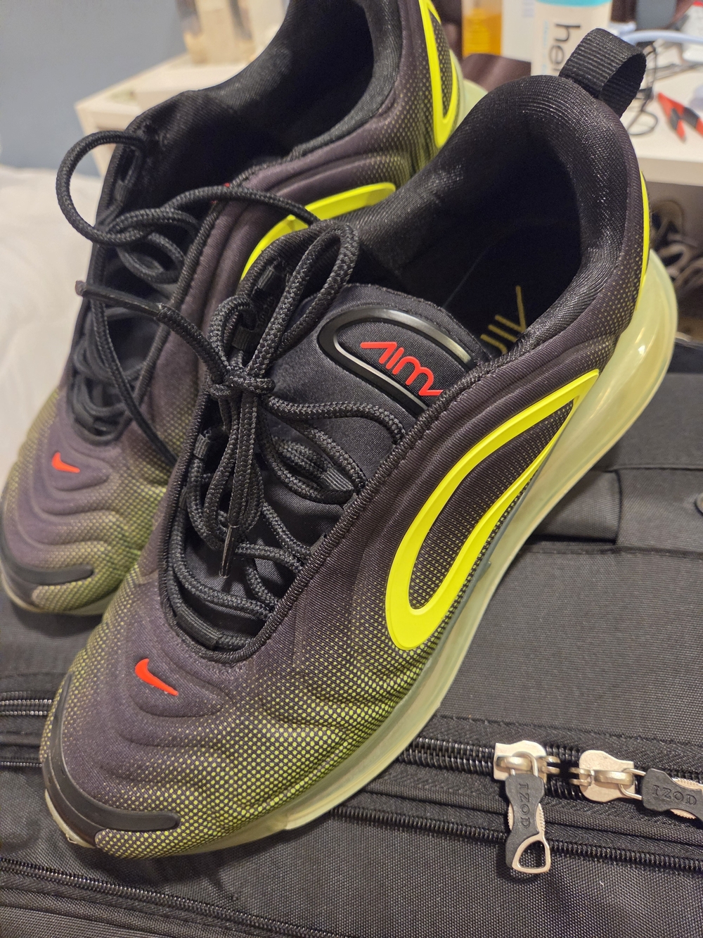 Nike Men's Black with Neon Yellow & Red Accent Air Sneakers
